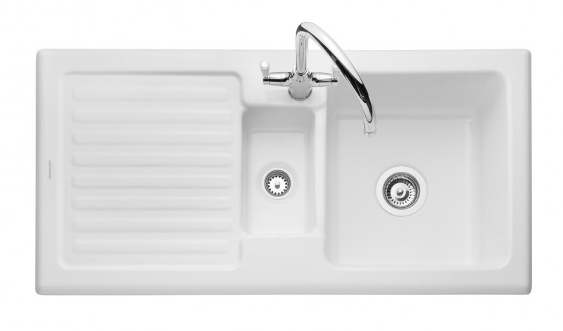 white sink with silver tap