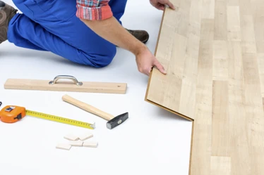 Wooden floor being fitted