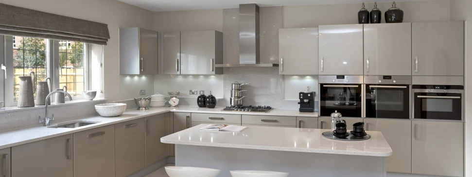 kitchen with high white gloss replacement doors 2