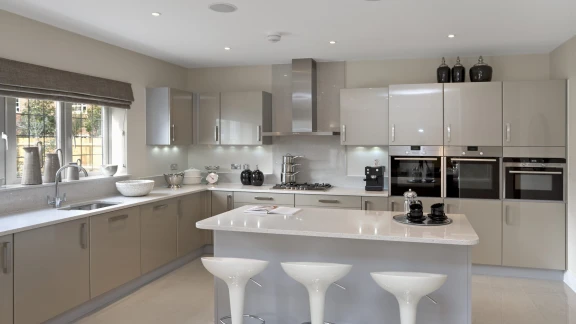 kitchen with high white gloss replacement doors 2