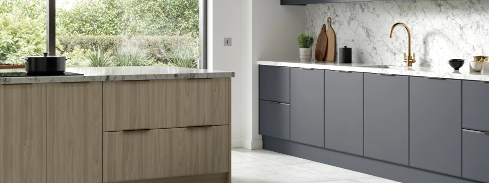 Berlin in basalt grey with carrara marble worktop