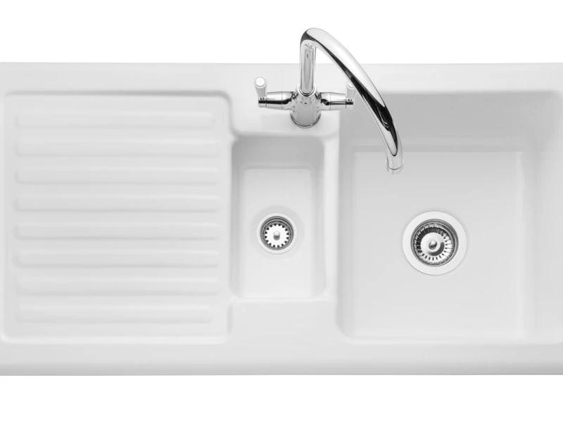 white sink with silver tap