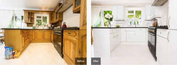 before and after replacement kitchen doors
