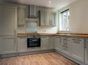 chelsea range kitchen grey doors wooden worktop