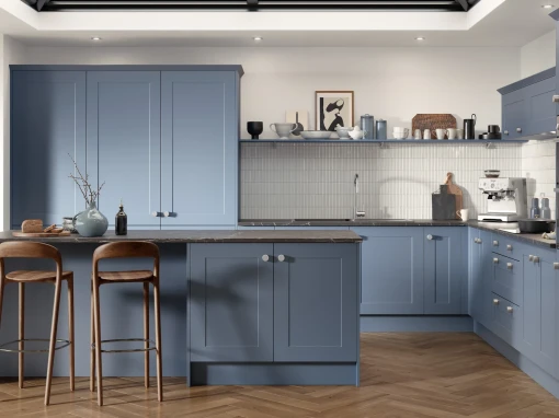 Kitchen with Shaker Portland in Alby Blue doors