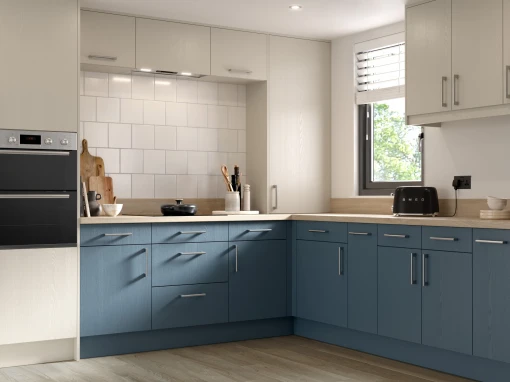 Warwick Mussel and Misty Blue kitchen doors